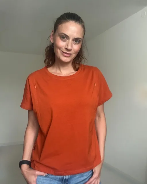 Kojicí tričko se zipem Kira, oversized – skořicové XS/S
