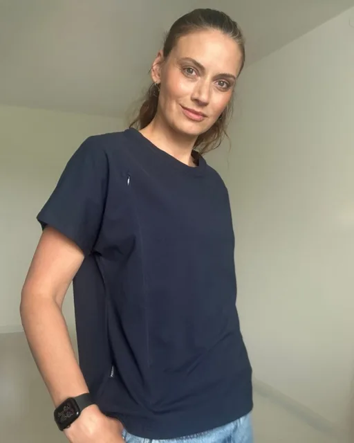 Kojicí tričko se zipem Kira, oversized – tmavě modré XS/S