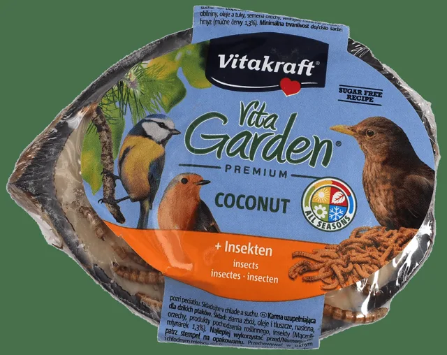 Kokos Vitakraft Garden plněný půlený s moučnými červy