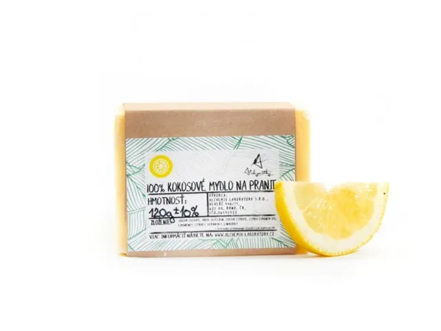 Kokosové mýdlo na praní – tuhé – citron, 120 g