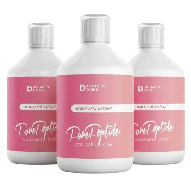 KolagenDrink Collagen 10 000 – 60denní kúra s tekutým hovězím kolagenem, 3×500 ml
