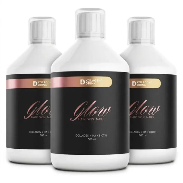 KolagenDrink Glow 60-denní kúra – kolagen na vlasy, pleť a nehty (3×500 ml)