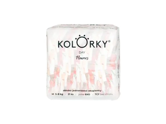 KOLORKY DAY jednorázové eko plenky květy - M (5-8 kg), 21 ks