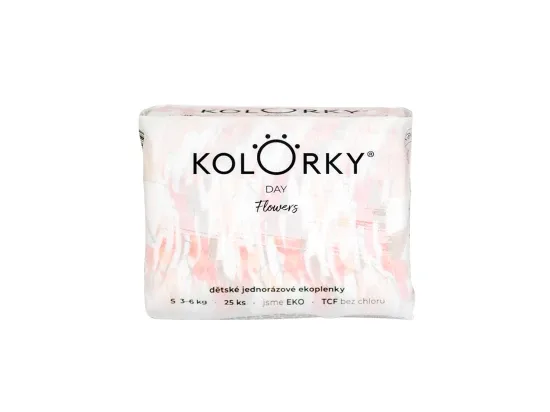 KOLORKY DAY jednorázové eko plenky květy - S (3-6 kg), 25 ks