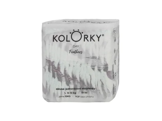 KOLORKY DAY jednorázové eko plenky peří - L (8-13 kg), 19 ks