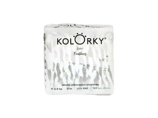 KOLORKY DAY jednorázové eko plenky peří - M (5-8 kg), 21 ks