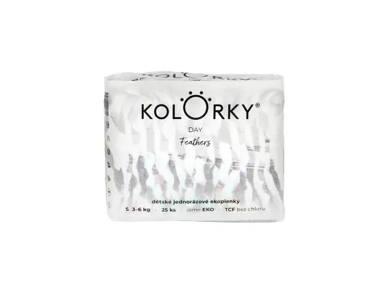 KOLORKY DAY jednorázové eko plenky peří - S (3-6 kg), 25 ks