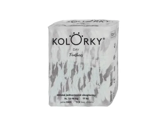 KOLORKY DAY jednorázové eko plenky peří - XL (12-16 kg), 17 ks