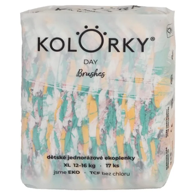 KOLORKY DAY Jednorázové EKO plenky štětce XL (12-16 kg) 17 kusů, poškozený obal