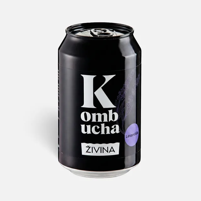 Kombucha levandule z čaje Oolong 330 ml  jemně perlivý nápoj s BIO levandulí