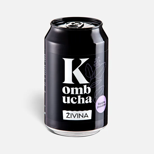 Kombucha posvátná bazalka 330 ml  přirozeně perlivá s živými probiotiky