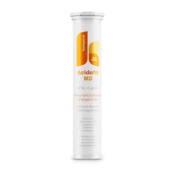 Kompava Acidofit MD šumivé tablety 15+1, tuba - pomeranč a limetka