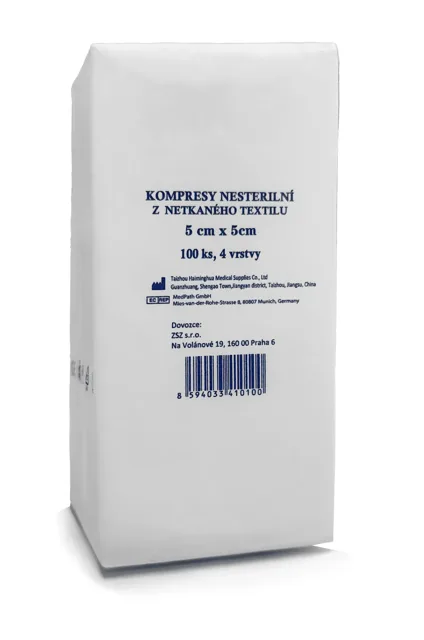 Kompres netkaná textilní nesterilní 5 x 5 100 ks 4 vrstvy ZSZ