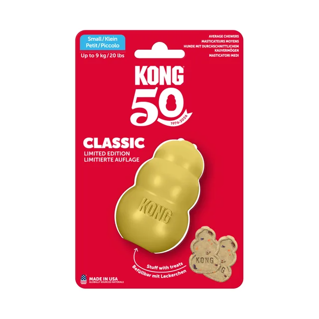 KONG Classic Gold - velikost S: cca Ø 4,5 x V 7,5 cm