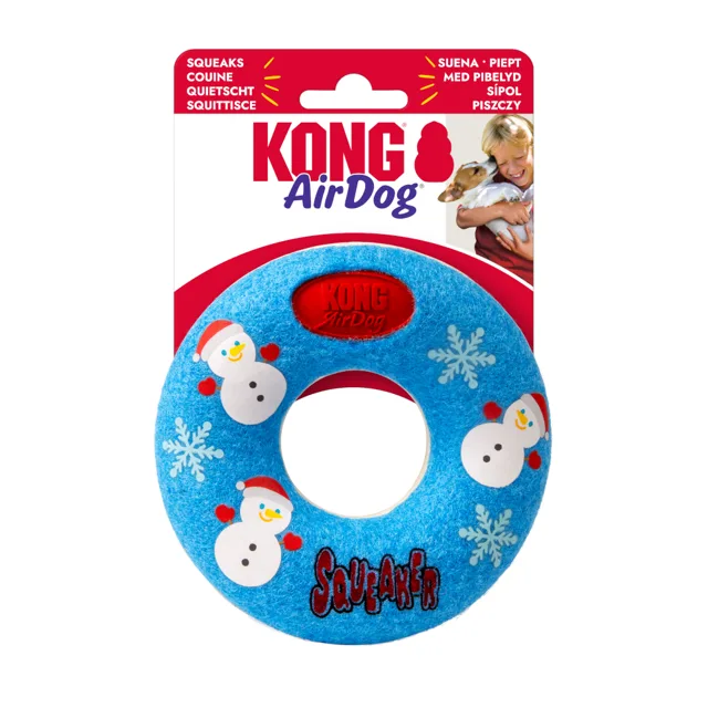 KONG Holiday AirDog® Squeaker Donut - vel. M: cca. Ø 12 x V 3,2 cm