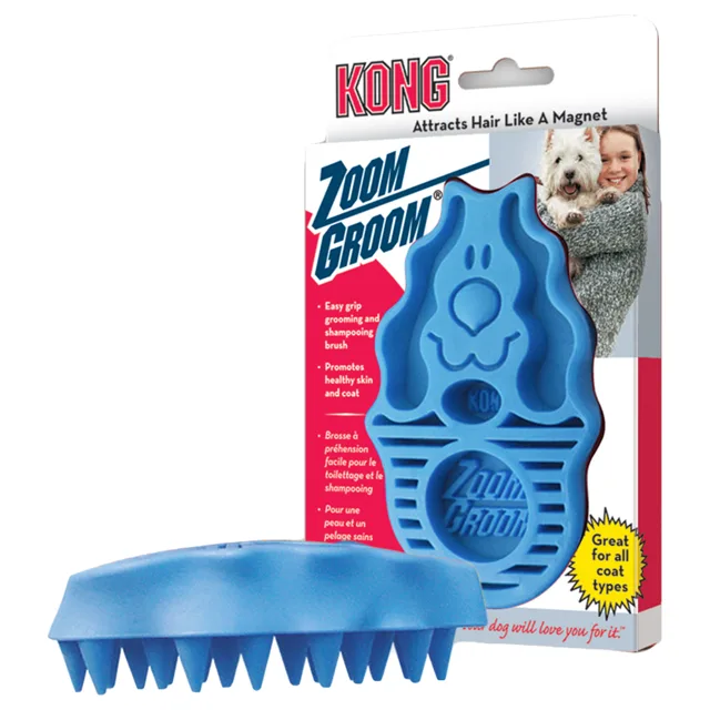 Kong masážní kartáč Zoom Groom - modrá D 12 x Š 7 x V 7 cm