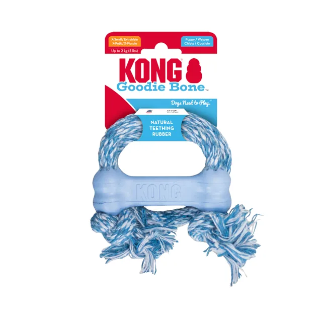 KONG Puppy Goodie Bone s provazem - velikost XS: D 8,3 x Š 2,8 x V 1,8 cm
