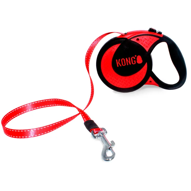KONG Ultimate samonavíjecí vodítko červené - XL: do 70 kg, délka pásku cca 5 m