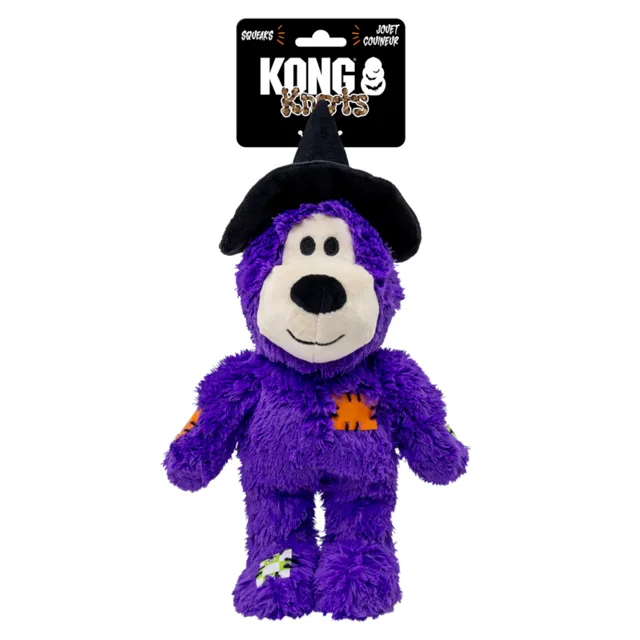 KONG WildKnots Halloween čarodějnický medvěd hračka pro psy, fialová - cca D 25,5 x Š 23 x V 8 cm