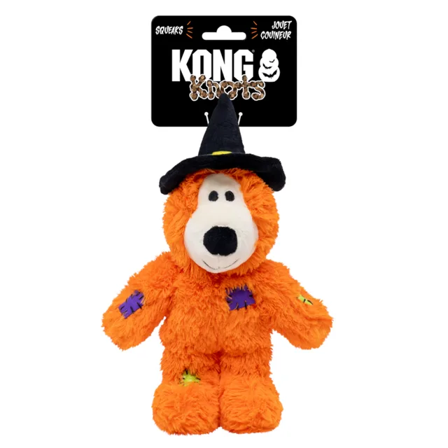 KONG WildKnots Halloween čarodějnický medvěd hračka pro psy, oranžový - cca D 22 x Š 12 x V 18 cm