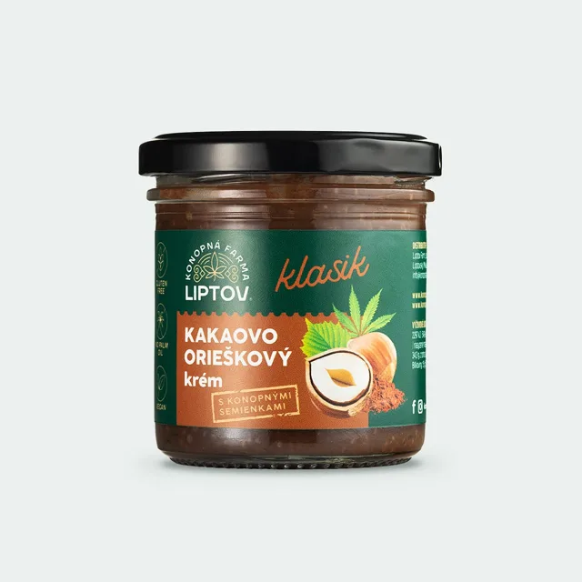 Konopná farma Liptov Kakaovo-oříškový krém s konopnými semínky – Klasik