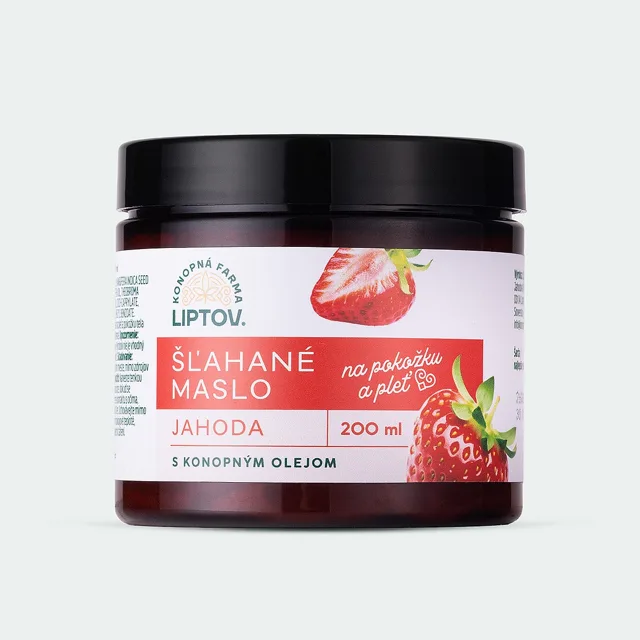 Konopná farma Liptov Šlehané máslo – Jahoda (s konopným olejem)
