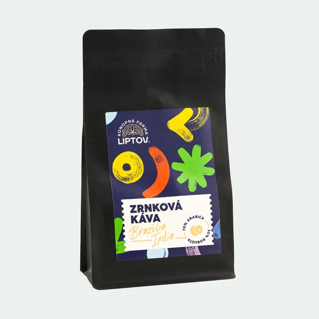 Konopná farma Liptov Zrnková káva Brazílie Indie
