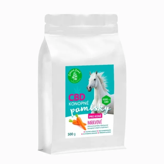 Konopné pamlsky pro koně – příchuť mrkev - 500 g - Zelená Země