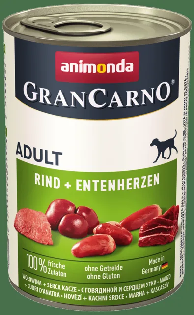 Konzerva Animonda Gran Carno Adult hovězí maso a kachní srdce 400g