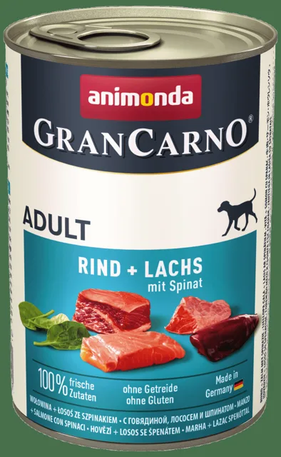 Konzerva Animonda Gran Carno hovězí + losos + špenát 400g