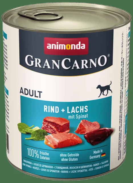 Konzerva Animonda Gran Carno hovězí + losos + špenát 800g
