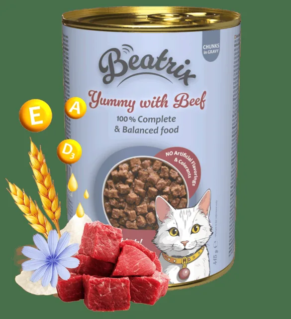 Konzerva Beatrix Adult Cat s hovězím 415g