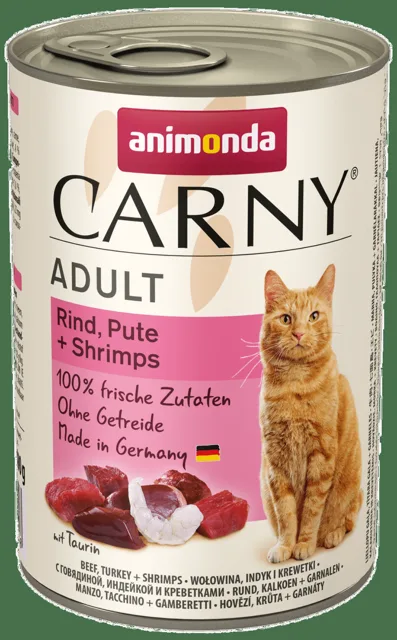 Konzerva Carny Adult hovězí, krůtí + krevety 400g