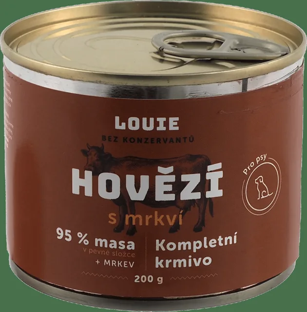 Konzerva Louie hovězí s mrkví, vitamíny a minerály 200g