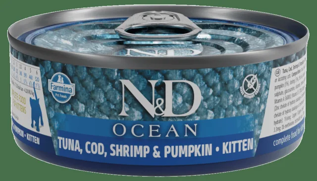 Konzerva N&D Cat Ocean Tuna, Cod, Shrimp & Pumpkin Kitten 70g