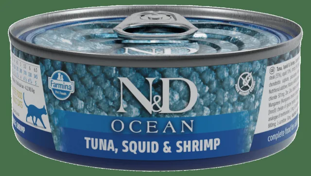 Konzerva N&D Cat Ocean Tuna, Squid & Shrimp 70g