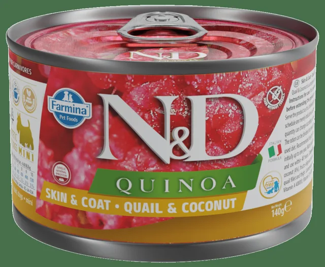 Konzerva N&D Quinoa Dog Skin&Coat Quail 140g