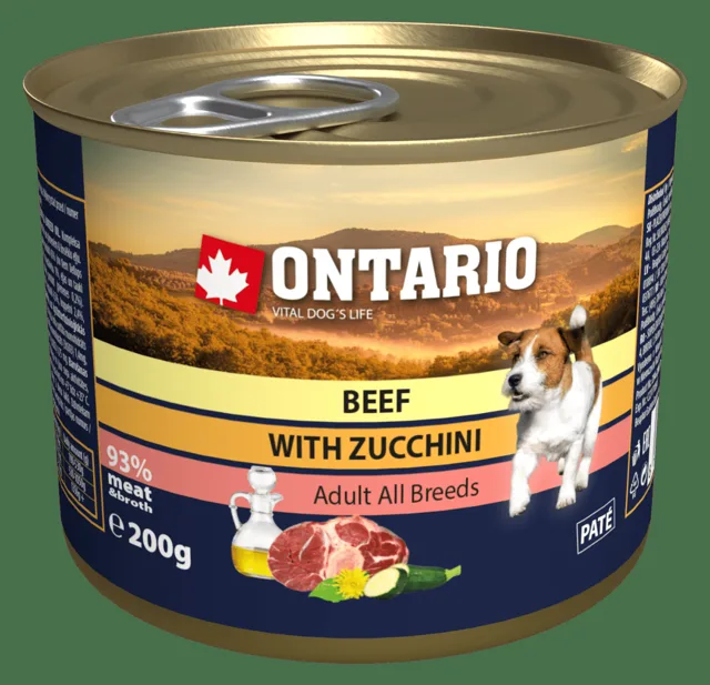 Konzerva Ontario Beef, Zucchini, Dandelion and linseed oil 200g