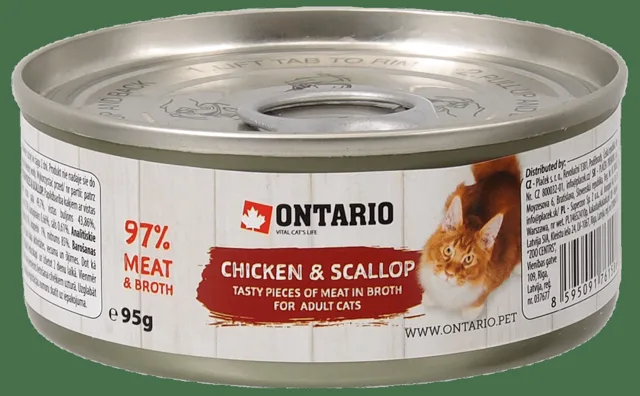 Konzerva Ontario Chicken Pieces + Scallop 95g