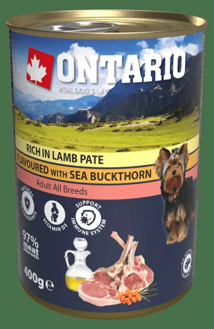 Konzerva Ontario Pate Rich in Lamb Flavoured with Sea Buckthorn 400g