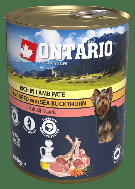 Konzerva Ontario Pate Rich in Lamb Flavoured with Sea Buckthorn 800g