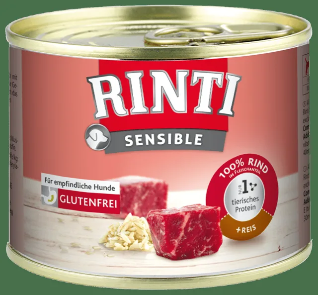 Konzerva Rinti Sensible hovězí + rýže 185g
