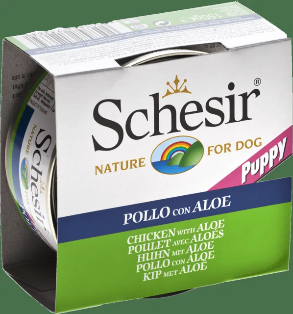 Konzerva Schesir Puppy kuřecí+aloe 150g
