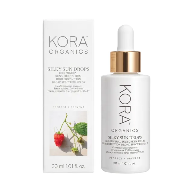 KORA Organics Silky Sun Drops 100 % minerální opalovací sérum – 30 ml Datum spotřeby: 07/26
