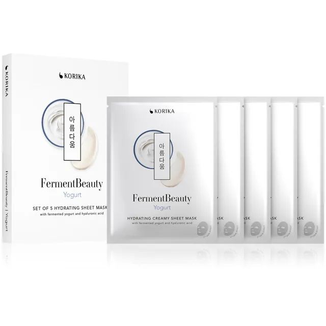 KORIKA Sada hydratačních plátýnkových masek FermentBeauty Yogurt 5 x 23 g
