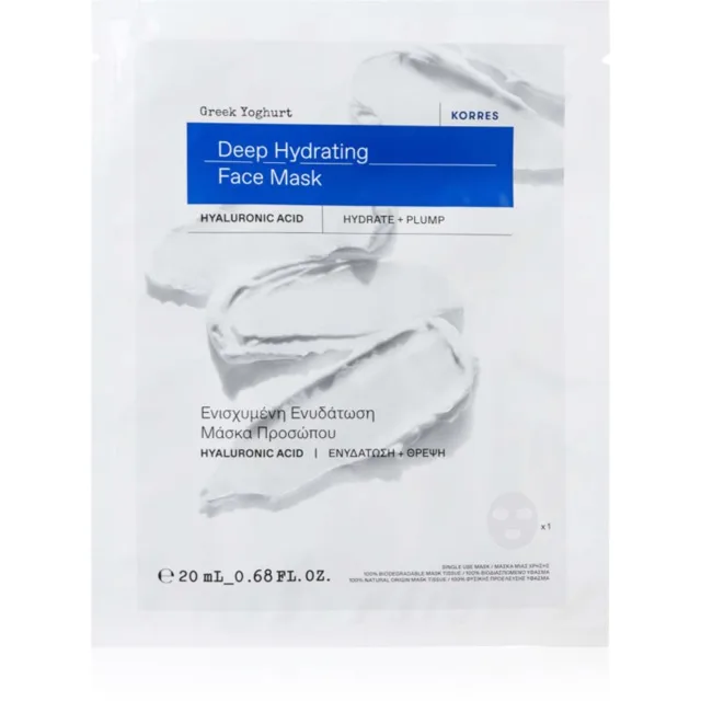 Korres Greek Yoghurt Hydration Recharge Sheet Mask plátýnková maska s vysoce hydratačním a vyživujícím účinkem 20 ml