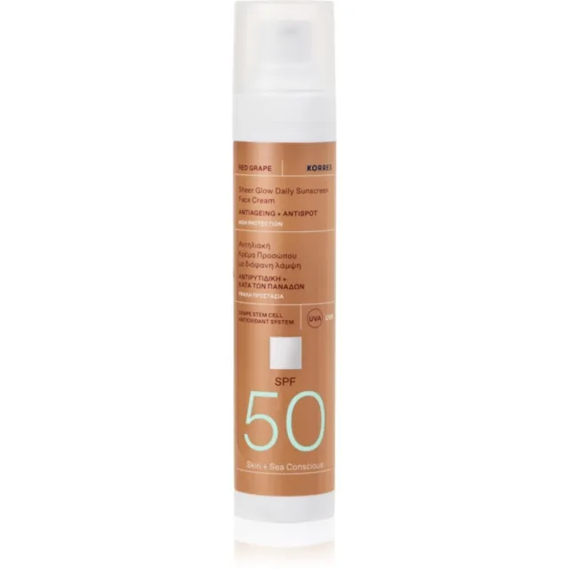 Korres Red Grape Sheer Glow opalovací krém pro rozjasnění pleti SPF 50 50 ml