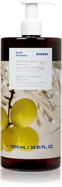 Korres Santorini Grape revitalizující sprchový gel 1000 ml (poškozený aplikátor)