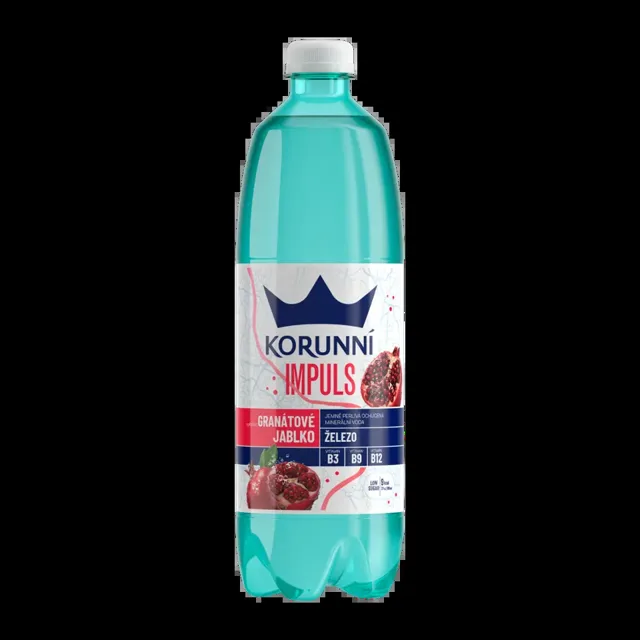 Korunní Minerální voda Jemně perlivá Impuls Granátové jablko 750 ml