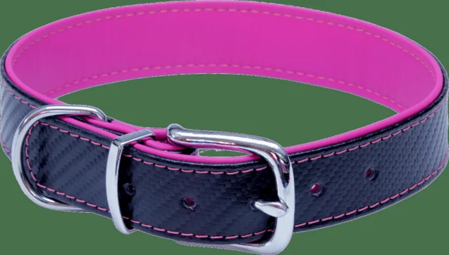 Kožený obojek BaF Carbon 45cm fuchsiový